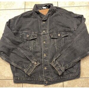 Vintage Levis Trucker Jacket Mens XL Black Denim 90s Grunge Retro 70598 4159
